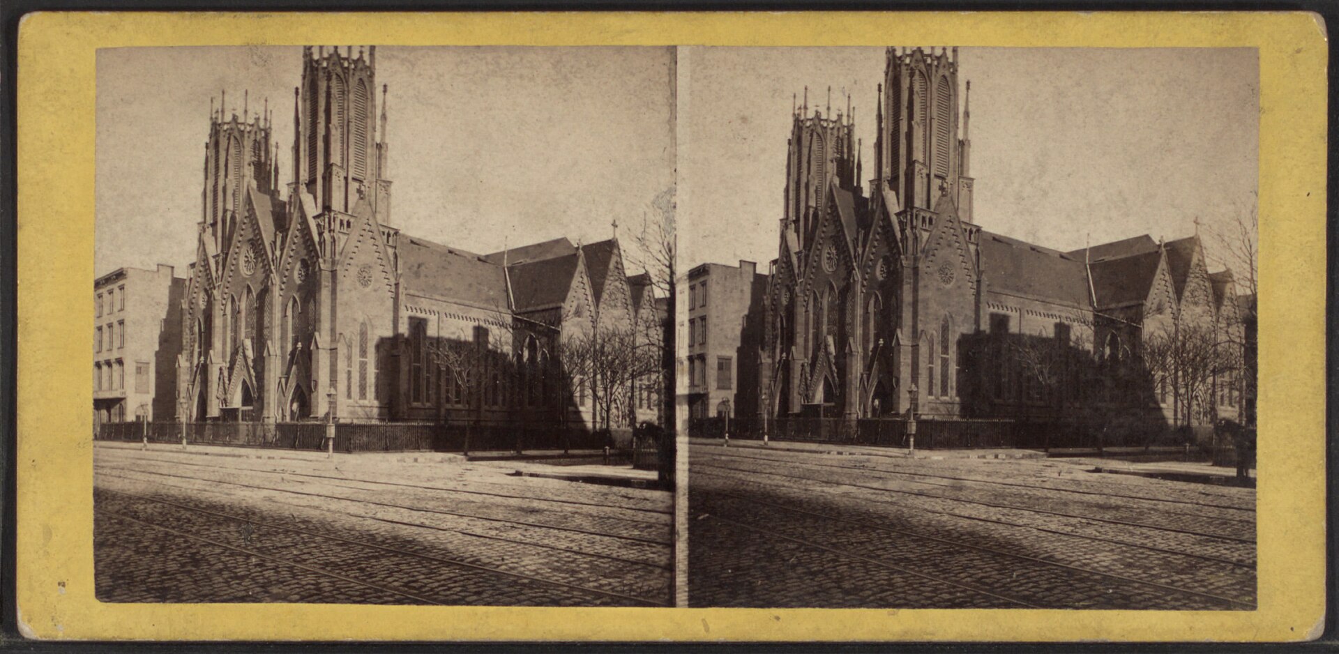 A nineteenth-century stereoview of Calvary Episcopal Church on Gramercy Park, Manhattan.