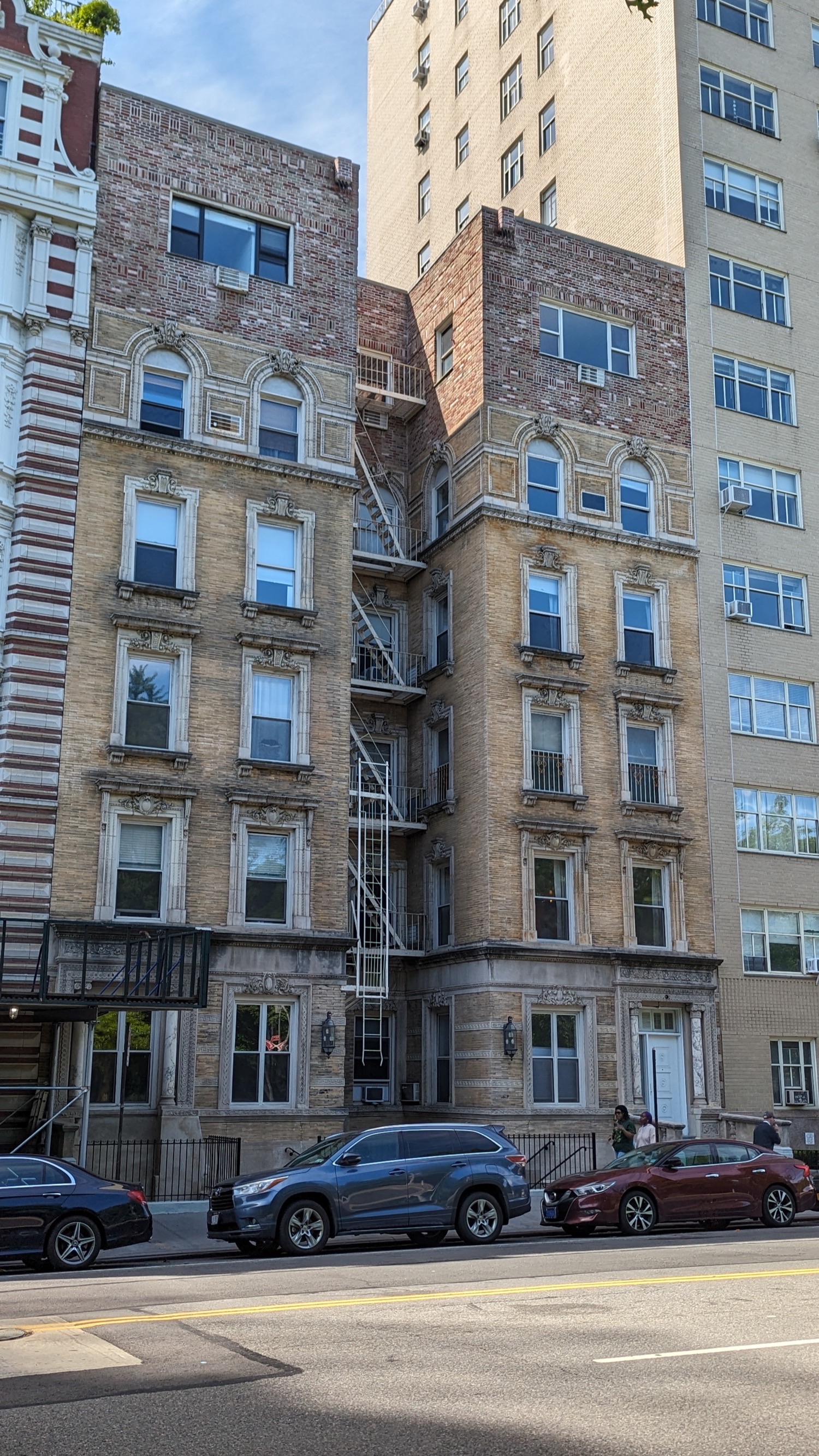 The tall brick facade of the former Towns Hospital building at 293 Central Park West in New York.