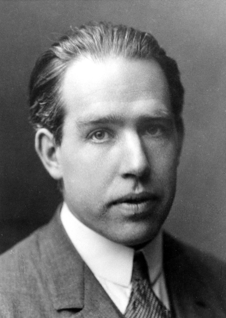 Black-and-white portrait of Niels Bohr around 1922.