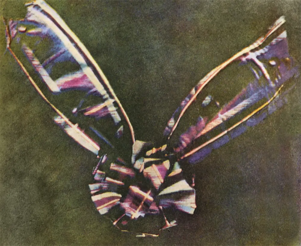 The 1861 tartan ribbon photograph: a blurry but unmistakably colorful bow of red, green and blue plaid, the first color photograph.