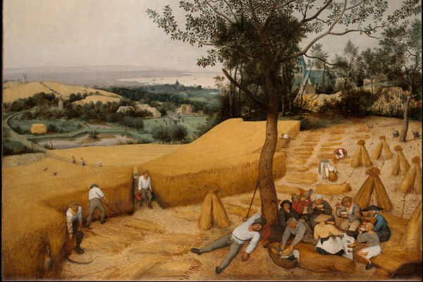 Workers resting beneath a tree in Pieter Bruegel’s The Harvesters.